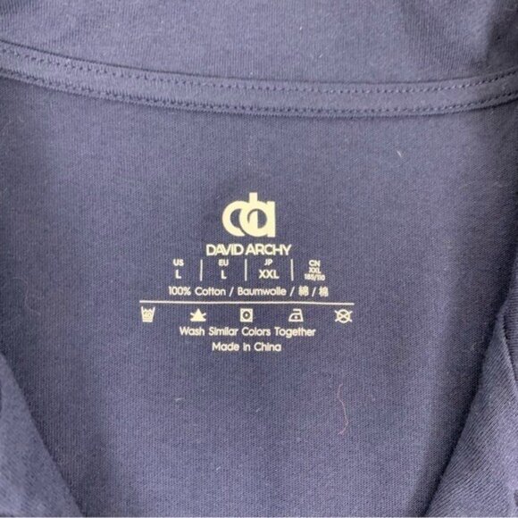 David Archy Pajama Top Large Blue Long Sleeve Button Down Lounge - Picture 3 of 3